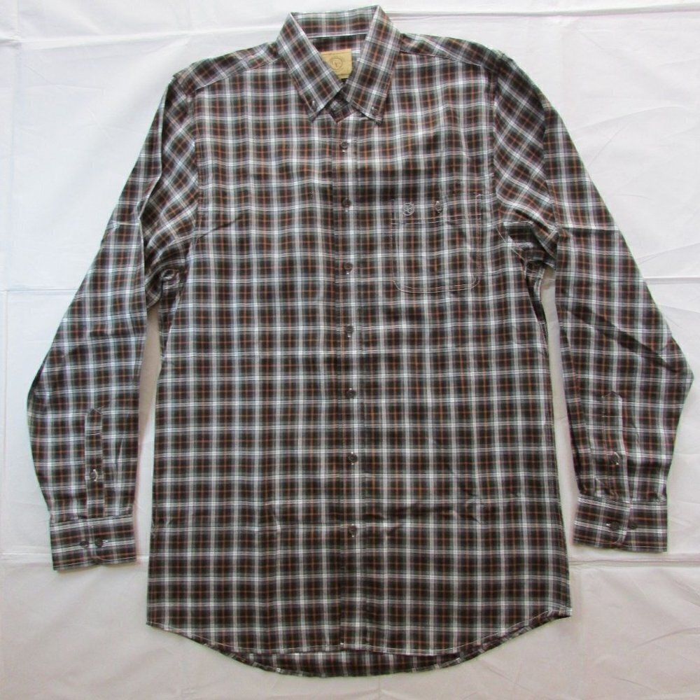 Gunnison Creek Men's 2XL Long Sleeve Plaid Button Up Shirt Brown/Rust